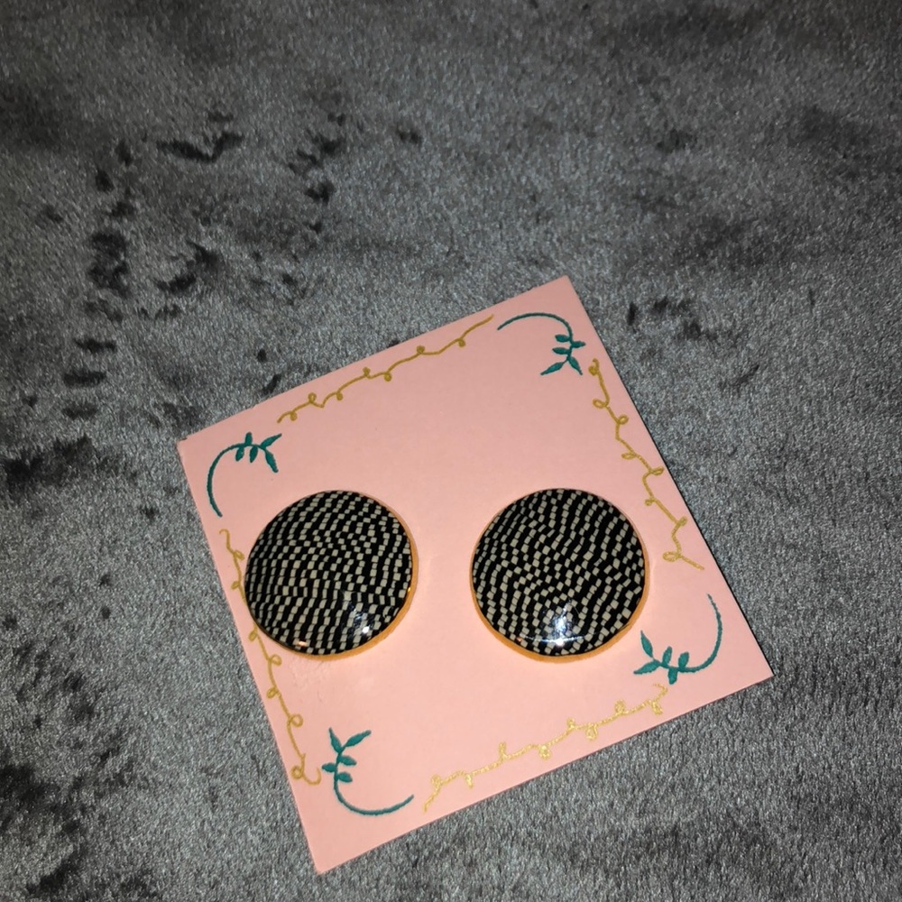 Vintage checkered large earrings